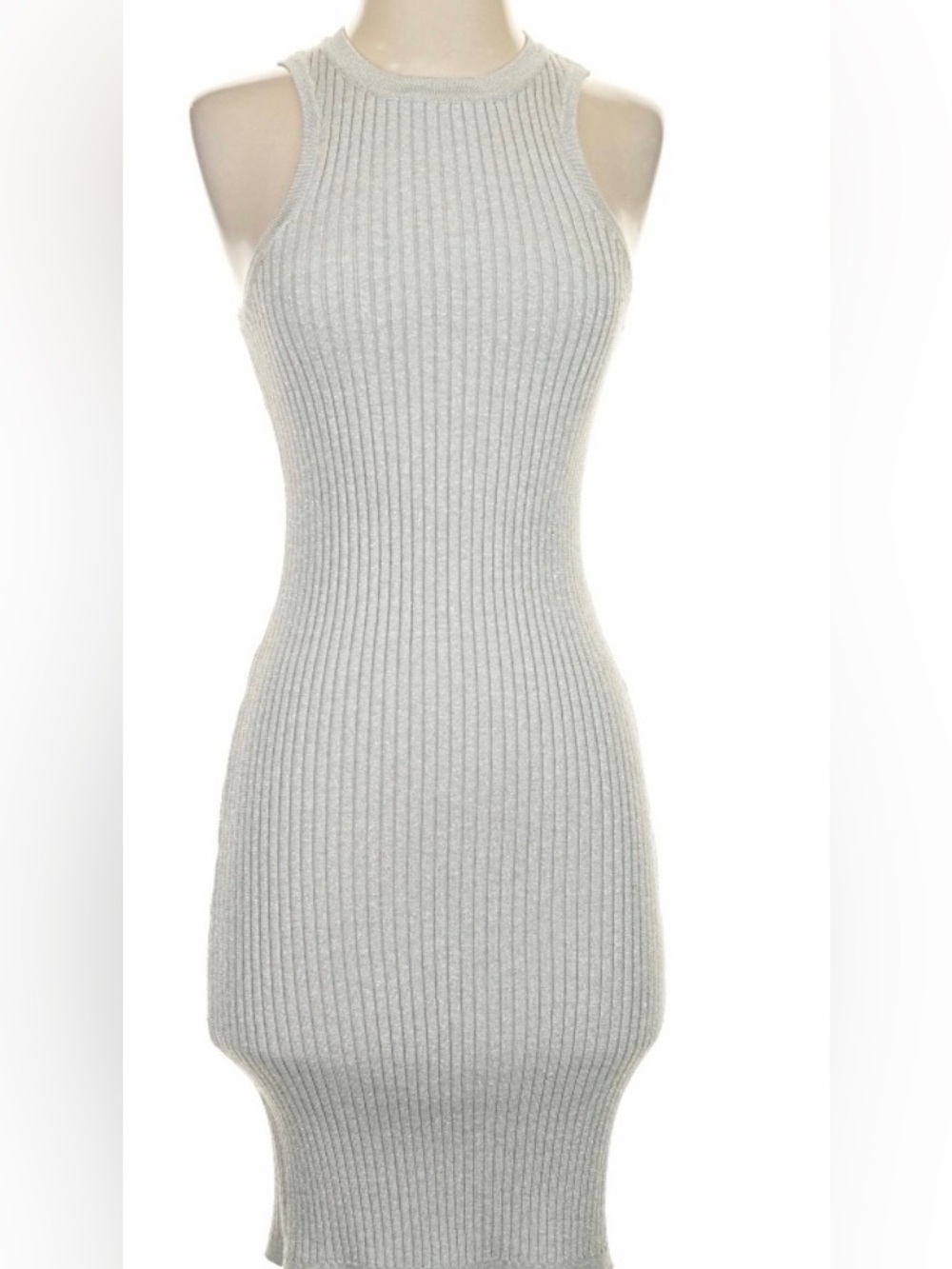 Noli Ribbed Halter Bodycon Dress in Light Gray